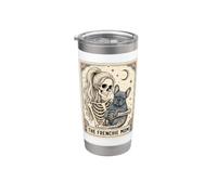 Frenchie Dog Mom Tarot Card French Bulldog Skeleton Mom Meme Vaso térmico de acero inoxidable de doble pared