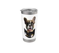 Frenchie in Pocket Frenchie Dog Lover Bulldog francés Vaso térmico de acero inoxidable de doble pared