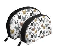 Frenchie Lindo Bulldog Francés Raza De Perro Bulldog Francés, Bolsa de Maquillaje de Concha, Monedero pequeño para Mujer, Bolsa de artículos de tocador, Bolsa de cosméticos, 2 Piezas