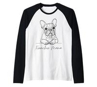 Frenchie Mama Bulldog Francés Mamá Lindo Perro Línea Arte Camiseta Manga Raglan