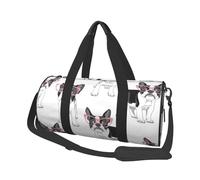 Frenchie Negro Bulldog Francés Dibujos Animados Gafas Rosas Perro Blanco, Bolsa de Viaje de Gran Capacidad, Bolso Redondo, Bolsa de Viaje Deportiva, Bolsa de Mano, Bolsa de Fitness