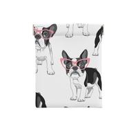 Frenchie Negro Bulldog Francés Dibujos Animados Gafas Rosas Perro Blanco, Squeeze Top Wallet Bolsa de Almacenamiento para Mujer Monedero pequeño Bolsa de Cambio