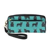 Frenchie Negro Bulldog francés Negro Perro Negro Bulldog francés Frenchie Teal, Bolsa de Maquillaje Bolsa de cosméticos Bolsa de Aseo de Viaje portátil Estuche de Cuero para Mujeres y niñas