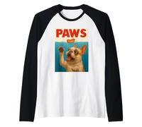 Frenchie Paws Persiguiendo Hot Dog Funky Bulldog Francés Arte Camiseta Manga Raglan