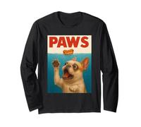 Frenchie Paws Persiguiendo Hot Dog Funky Bulldog Francés Arte Manga Larga
