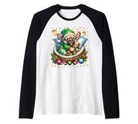 Frenchie Puppy For Xmas with French Bulldog Christmas Vibes Camiseta Manga Raglan