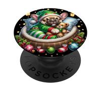 Frenchie Puppy For Xmas with French Bulldog Christmas Vibes PopSockets PopGrip Adhesivo