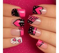 Frenchs - Uñas postizas a presión con diseño elegante para mujeres a la moda, transformación de belleza, uñas postizas de puntos, uñas postizas francesas