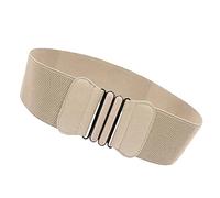 freneci Cinturón de Vestir Elástico Ancho para Mujer Cinturón de Lona Cincher Fajín para Mujer - Beige, unico