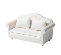 freneci Escala 1/12 Sofá de Madera Casa de Muñecas Muebles en Miniatura con Cojín Sala de Estar