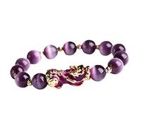 freneci Pulsera PIXIU Púrpura para Mujeres Y Hombres, Trae Suerte, Valiente Riqueza, Feng Shui, Buena Suerte - Púrpura