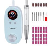 Frenie - Lijadora de uñas con motor sin núcleo profesional 35000 rpm, inalámbrico recargable 5000 mAh con pausa Bonton para manicura pedicura, incl. 7 puntas y 36 bandas abrasivas, color azul