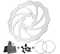 Freno de disco de acero inoxidable para disco de freno Shimano SM-RT54 160 mm 6 agujeros, bloqueo central, 1 disco de freno de bicicleta + 1 cable de freno de acero de 1,9 m + 1 línea de freno