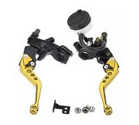 Freno de mano de motocicleta Kit universal manetas depósito cilindro para maestro freno embrague ajustables motocicleta 7/8" 22mm(color dorado)