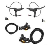 Freno Disco 4 Pistones Del/Izq Tras/Der con Latiguillos | Potencia frenado superior, para calibre 4 pistones, seguridad mejorada, para scooter adulto, instalación universal(set)