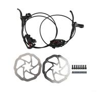Frenos Hidráulicos MTB Kit Manetas y Aluminio Frenos Hidráulicos | pistón, cuerpo aluminio para forjado, montaje IS y Post, para fácil ajuste, color negro mate(L rear R front+disc)