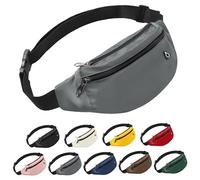 Frenou Riñonera con 4 bolsillos con cremallera, Bolsa Cruzada Deporte para Mujeres y Hombres, Correa Ajustable para Viajes, Correr, Senderismo, Caminar, Entrenamiento, Color Gris, 1 Litro