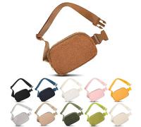 Frenou Riñonera cruzada de forro polar con correa ajustable para mujeres y hombres, riñonera cruzada para senderismo, entrenamiento, deportes, viajes, color marrón