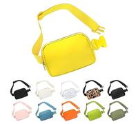 Frenou Riñonera de moda para mujeres y hombres, con correa ajustable para viajes, correr, Amarillo, At least 43.3 inches (strapped), 1 riñonera