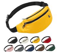 Frenou Riñonera de moda para mujeres y hombres, con correa ajustable para viajes, correr, Amarillo, Strap Length: 118 centimeters, Riñonera con 4 cremalleras