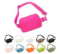 Frenou Riñonera de moda para mujeres y hombres, con correa ajustable para viajes, correr, Magenta, Strap Length: 43.3 inches, 1 riñonera