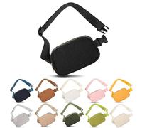 Frenou Riñonera de moda para mujeres y hombres, con correa ajustable para viajes, correr, Riñonera de forro polar, color negro, 109,22 cm, 1 riñonera de forro polar