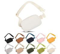 Frenou Riñonera de moda para mujeres y hombres, con correa ajustable para viajes, correr, Riñonera de forro polar beige, Strap Length: 43.3 inches, 1 riñonera de forro polar