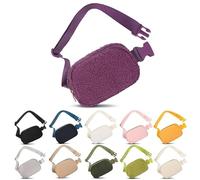 Frenou Riñonera de moda para mujeres y hombres, con correa ajustable para viajes, correr, senderismo, caminar, Riñonera de forro polar, color morado claro, 8 x 2 x 5 inches, 1 riñonera de forro polar