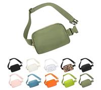 Frenou Riñonera de moda para mujeres y hombres, con correa ajustable para viajes, correr, senderismo, caminar, Verde caqui, 109,22 cm, 1 riñonera