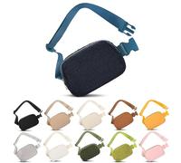 Frenou Riñonera de moda para mujeres y hombres, con correa ajustable para viajes, correr, senderismo, caminar, Riñonera de forro polar azul, 8 x 2 x 5 inches, 1 riñonera de forro polar