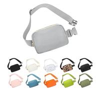 Frenou Riñonera de moda para mujeres y hombres, con correa ajustable para viajes, correr, senderismo, caminar, Gris claro, 20 cm, 1 riñonera