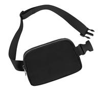 Frenou Riñonera de moda para mujeres y hombres, con correa ajustable para viajes, correr, senderismo, caminar, Plateado negro, 1 riñonera