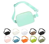 Frenou Riñonera de moda para mujeres y hombres, con correa ajustable para viajes, correr, senderismo, caminar, Verde claro, Strap Length: 43.3 inches, 1 riñonera