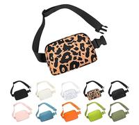 Frenou Riñonera de moda para mujeres y hombres, con correa ajustable para viajes, correr, senderismo, caminar, leopardo, amarillo, 1, Leopardo amarillo 1, Talla única, 1 riñonera