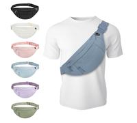 Frenou Riñonera grande con 4 bolsillos con cremallera, riñonera para mujeres y hombres, bolsa cruzada con correa ajustable para viajes, correr, senderismo, caminar, entrenamiento, 4-Zipper Deep Grey,