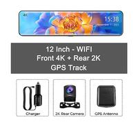 Frente 4K 2160P Coche Dvr Trasero 2K 1440P cámara Espejo retrovisor IMX415 Video grabadora GPS Track Auto Registrador Dash CAM(Dual Lens-GPS,with 64G Card)