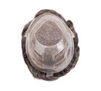 Frente de encaje suizo y peluquín de PU for hombres, rayita Natural de 8x10 ", prótesis de cabello masculino transpirable