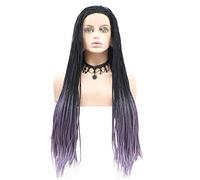 Frente del cordón pelucas de pelo sintético llena de la mano atado de cabello trenzado resistente al calor pelucas parte libre con el pelo del bebé para las mujeres negras Cornrow trenza pelucas,01