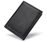 Frentree Cartera de piel de napa para hombre con protección RFID, 13 compartimentos, formato vertical, color negro