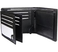 Frentree® Cartera de piel Nappa para hombre con protección RFID, 12 ranuras para tarjetas, color negro, Negro , Horizontal