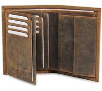 Frentree Cartera de piel para hombre con protección RFID, 8 ranuras para tarjetas, cartera vertical, color negro, marrón, talla única, Retrato