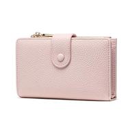 Frentree - Cartera para mujer con protección RFID, aspecto de cuero genuino, gran compartimento para monedas, cartera con cremallera, botón a presión, con caja de regalo, Rosa, 3 x 15.5 x 10 cm