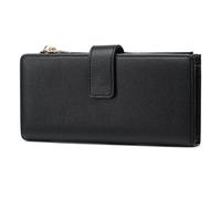 Frentree Monedero para mujer con protección RFID, compartimentos adicionales para tarjetas, DNI, monedas, billetes y teléfono móvil, mucho espacio, Negro , COMPACTO, Casual