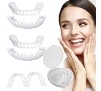 Frenzify 2 Pairs Cosméticos Dentadura Postizas Natural Tono Carillas Dentales, Protesis Dental Blancos Arriba Y Abajo, Dientes Postizos Temporales Cubre Los Dientes Imperfectos