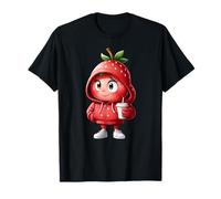 Fresa adorable estilo cartoon con café en la mano Camiseta