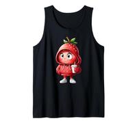 Fresa adorable estilo cartoon con café en la mano Camiseta sin Mangas