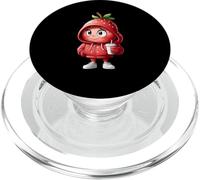 Fresa adorable estilo cartoon con café en la mano PopSockets PopGrip para MagSafe
