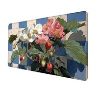 Fresa Alfombrilla Ratón XXL 1200 X 600 mm, Impermeable Alfombrilla Escritorio Flor Mouse Pad con 3MM Bordes Cosidos Material Oficina Mousepad Base de Goma Antideslizante para Jugadores -hjw250665