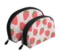 Fresa, Bolsa de Maquillaje de Concha, Monedero pequeño para Mujer, Bolsa de artículos de tocador, Bolsa de cosméticos, 2 Piezas