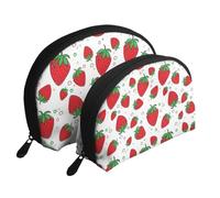 Fresa, Bolsa de Maquillaje de Concha, Monedero pequeño para Mujer, Bolsa de artículos de tocador, Bolsa de cosméticos, 2 Piezas